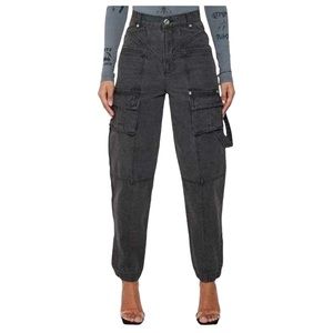 Maniere De Voir Cargo Balloon Fit Jeans UK Sz 16 (US 12) Women Black